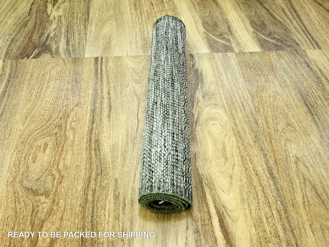 2'6" x 6'0" New Hand Knotted Green Wool Runner Oriental Rug - MOA10276742