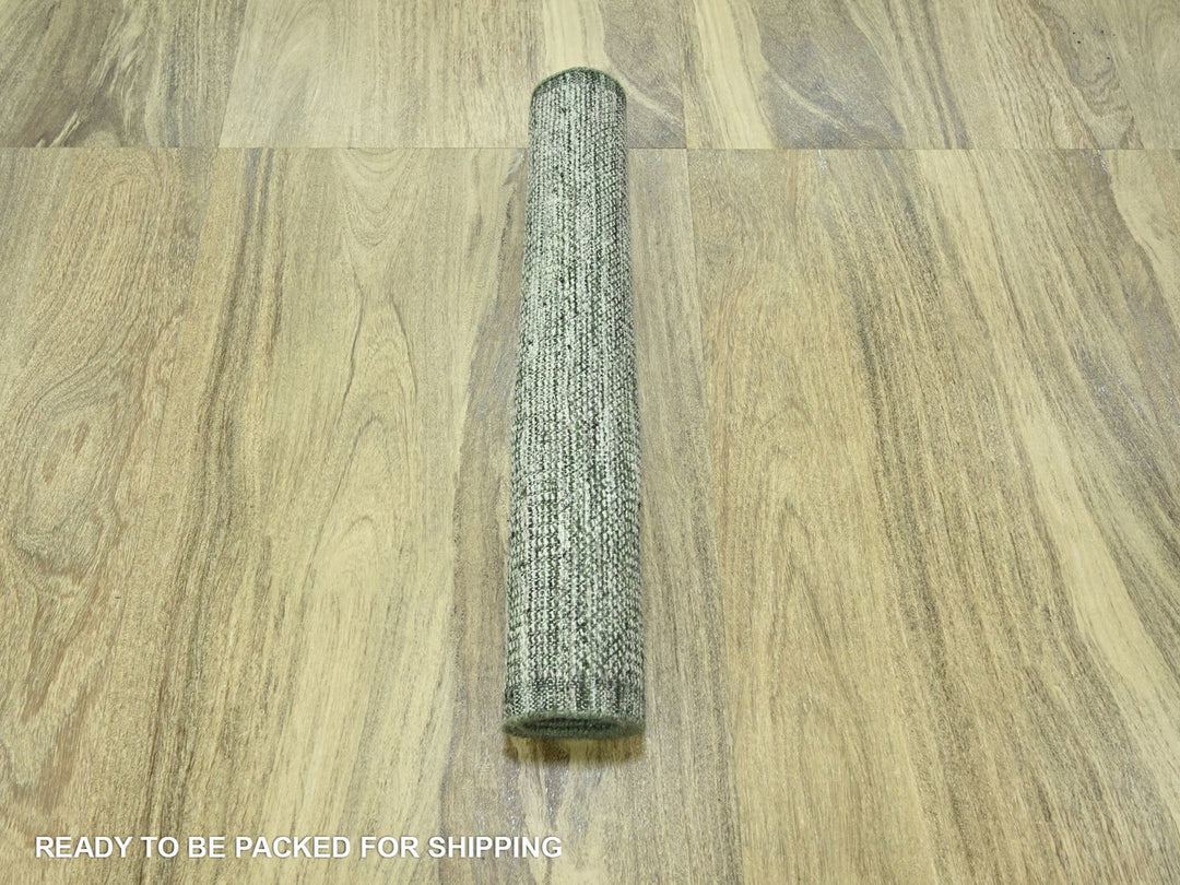 2'6" x 6'0" New Hand Knotted Green Wool Runner Oriental Rug - MOA10276743