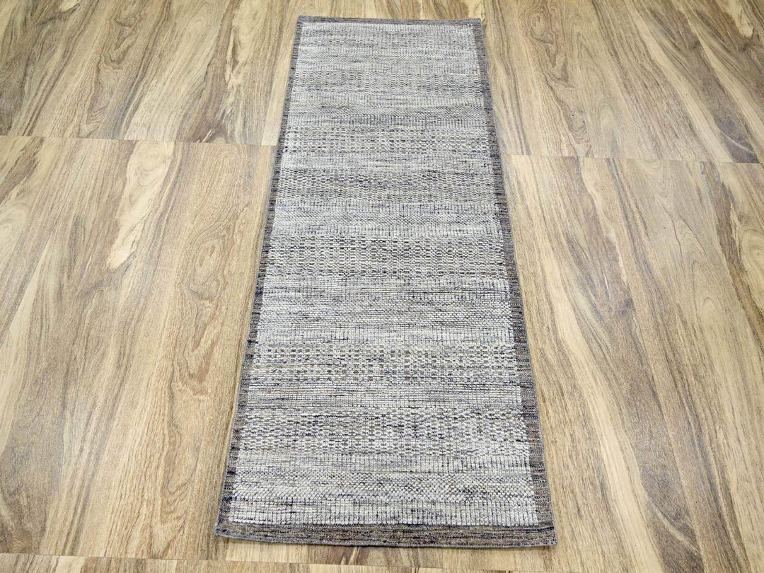 2'7" x 6'2" New Hand Knotted Brown Wool Runner Oriental Rug - MOA10276744