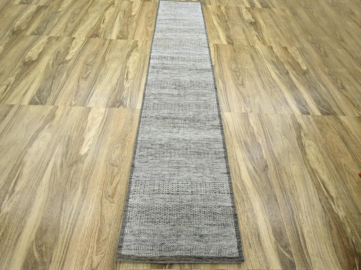 2'8" x 12'0" New Hand Knotted Brown Wool Runner Oriental Rug - MOA10276745