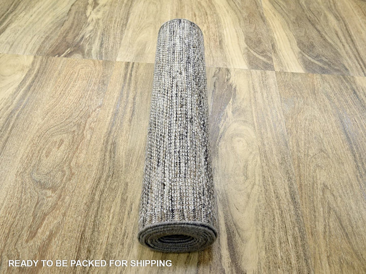 2'8" x 12'0" New Hand Knotted Brown Wool Runner Oriental Rug - MOA10276745