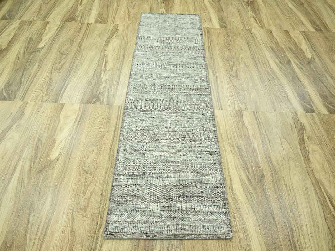 2'7" x 7'10" New Hand Knotted Brown Wool Runner Oriental Rug - MOA10276748