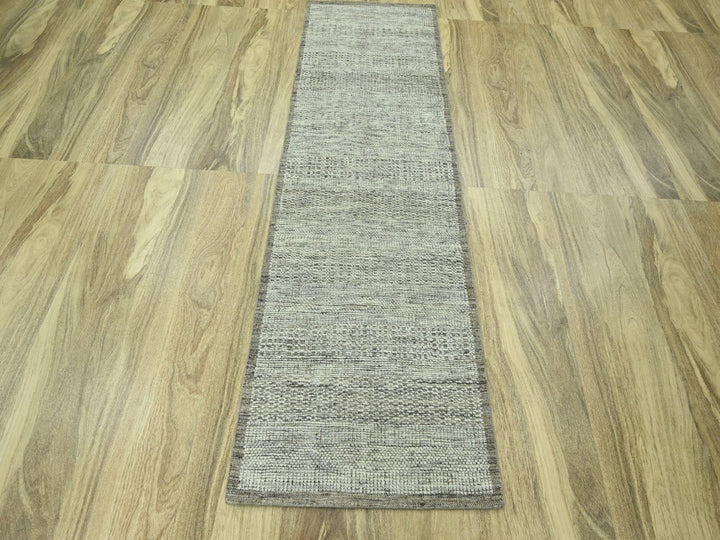 2'7" x 7'11" New Hand Knotted Brown Wool Runner Oriental Rug - MOA10276749