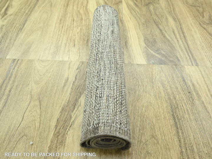 2'7" x 7'11" New Hand Knotted Brown Wool Runner Oriental Rug - MOA10276749