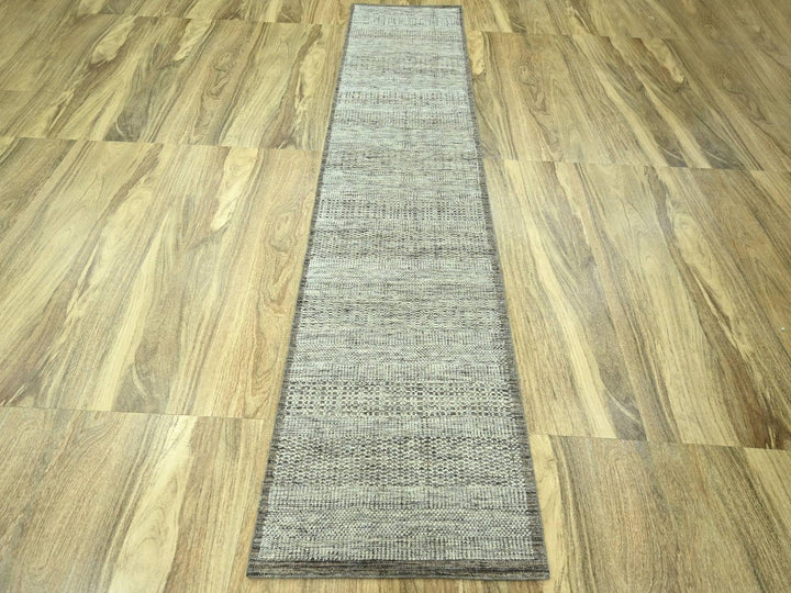 2'7" x 10'0" New Hand Knotted Brown Wool Runner Oriental Rug - MOA10276750