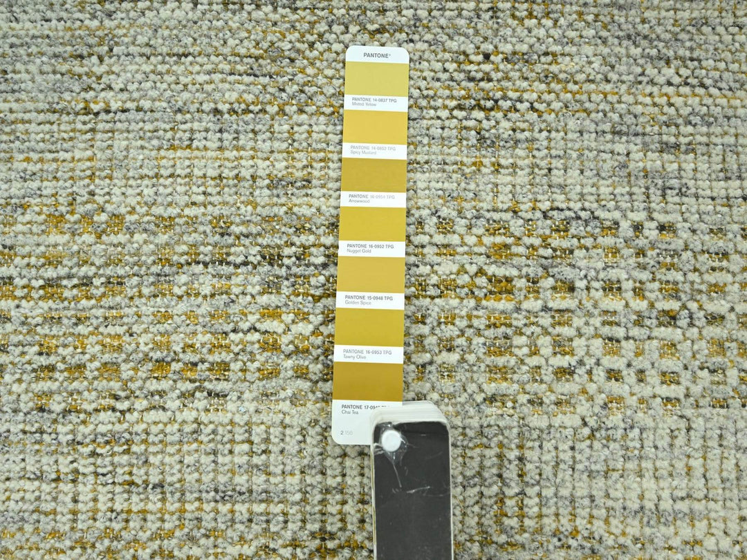 2'6" x 11'11" New Hand Knotted Yellow Wool Runner Oriental Rug - MOA10276752