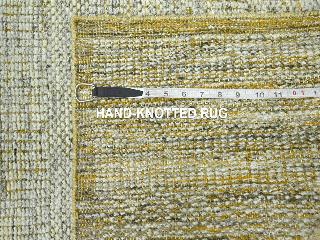 2'6" x 11'11" New Hand Knotted Yellow Wool Runner Oriental Rug - MOA10276752