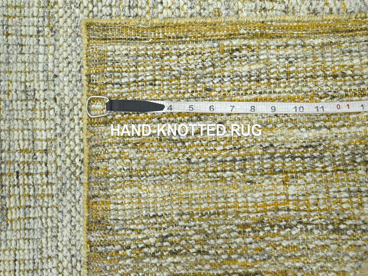 2'6" x 11'11" New Hand Knotted Yellow Wool Runner Oriental Rug - MOA10276752