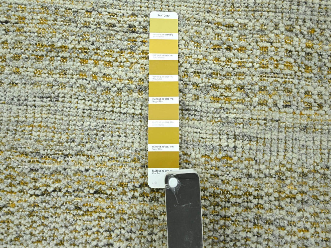 2'6" x 9'11" New Hand Knotted Yellow Wool Runner Oriental Rug - MOA10276753