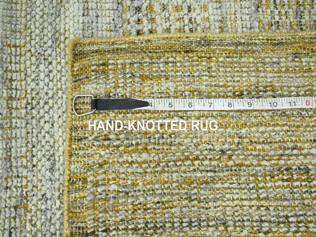 2'6" x 9'11" New Hand Knotted Yellow Wool Runner Oriental Rug - MOA10276753