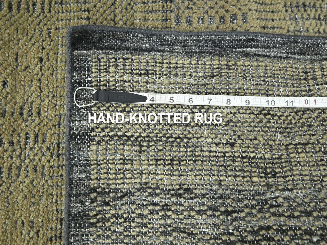 2'6" x 11'10" New Hand Knotted Brown Wool Runner Oriental Rug - MOA10276755