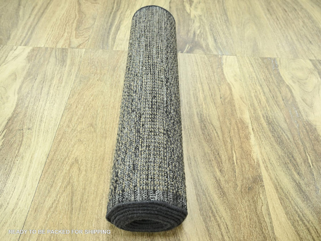 2'6" x 11'10" New Hand Knotted Brown Wool Runner Oriental Rug - MOA10276755