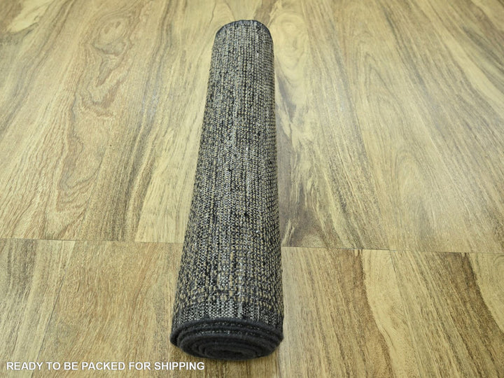 2'6" x 9'11" New Hand Knotted Brown Wool Runner Oriental Rug - MOA10276756
