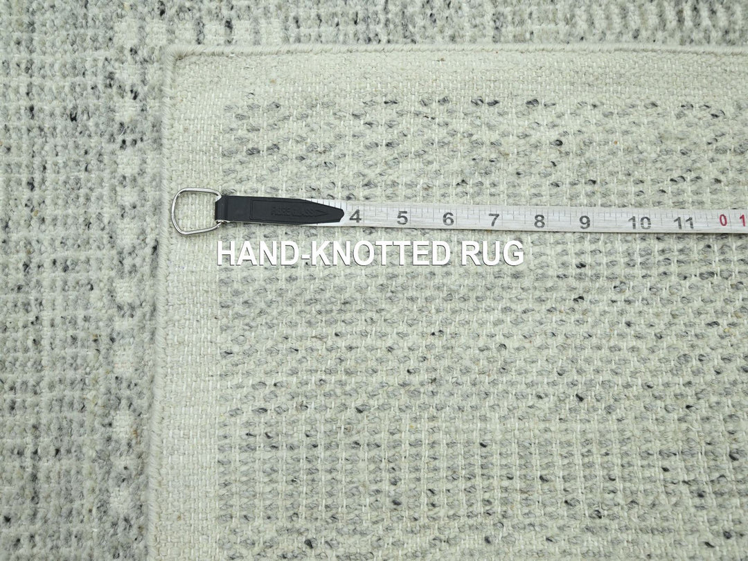 2'6" x 8'1" New Hand Knotted Grey Wool Runner Oriental Rug - MOA10276757