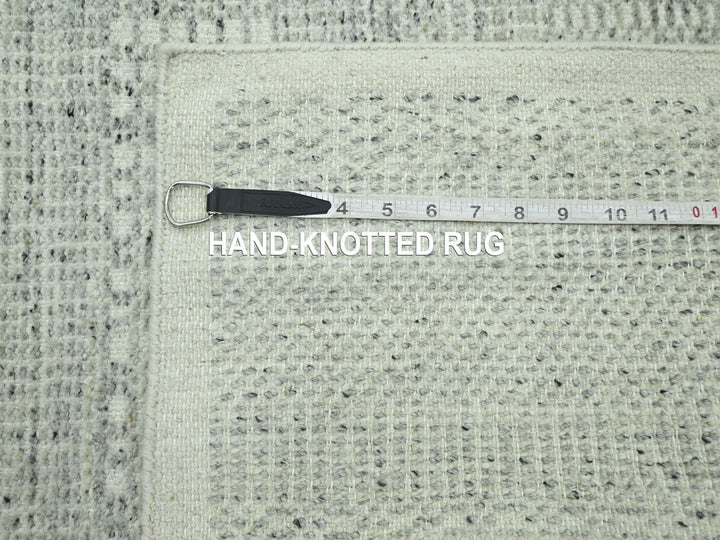 2'6" x 8'1" New Hand Knotted Grey Wool Runner Oriental Rug - MOA10276757