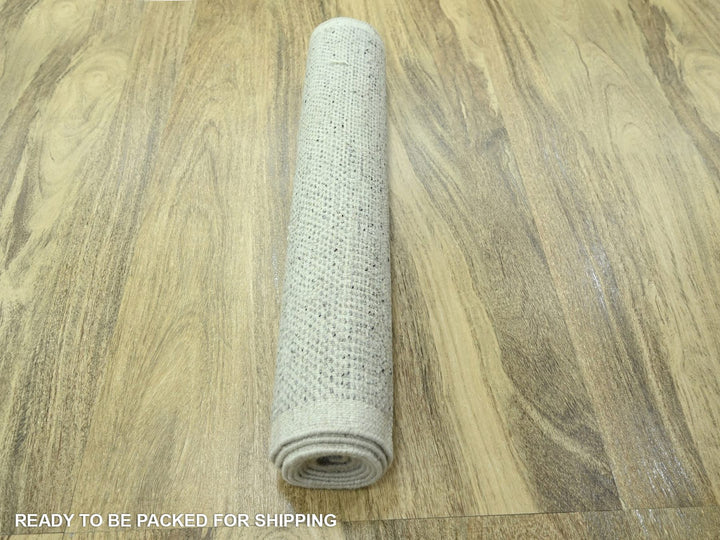 2'6" x 8'1" New Hand Knotted Grey Wool Runner Oriental Rug - MOA10276757