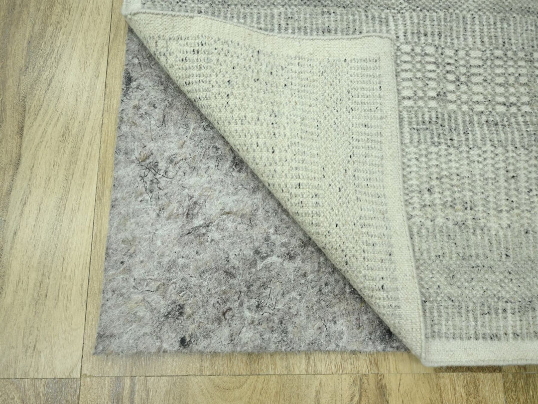 2'7" x 10'3" New Hand Knotted Grey Wool Runner Oriental Rug - MOA10276758