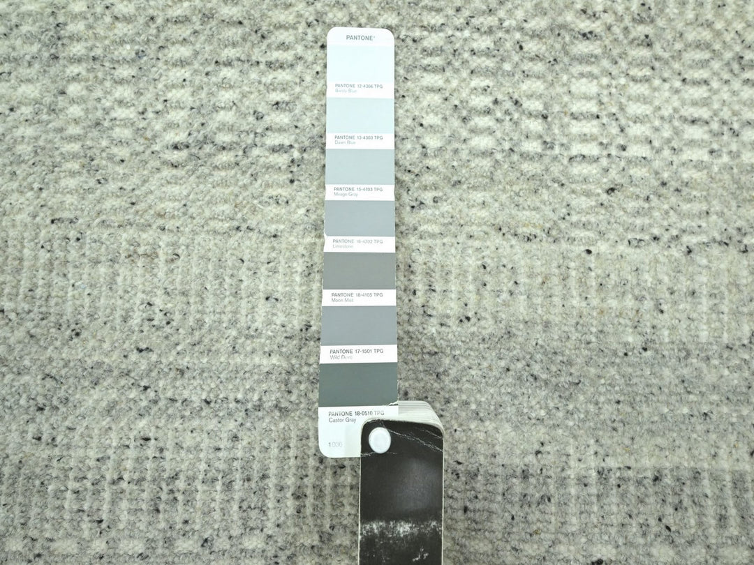 2'7" x 10'3" New Hand Knotted Grey Wool Runner Oriental Rug - MOA10276758