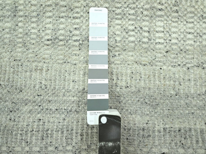 2'7" x 10'3" New Hand Knotted Grey Wool Runner Oriental Rug - MOA10276758