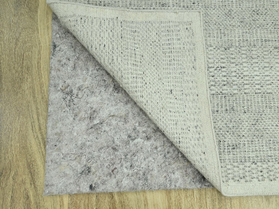2'7" x 8'1" New Hand Knotted Grey Wool Runner Oriental Rug - MOA10276759