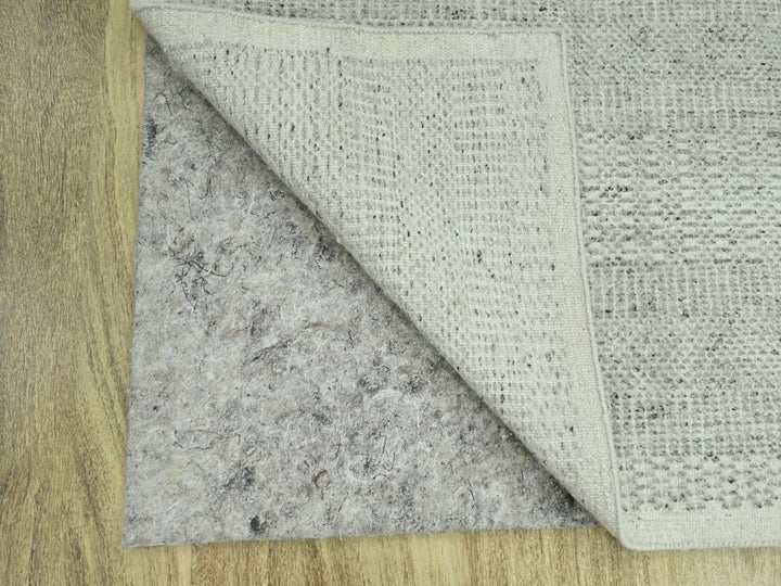 2'7" x 8'1" New Hand Knotted Grey Wool Runner Oriental Rug - MOA10276759