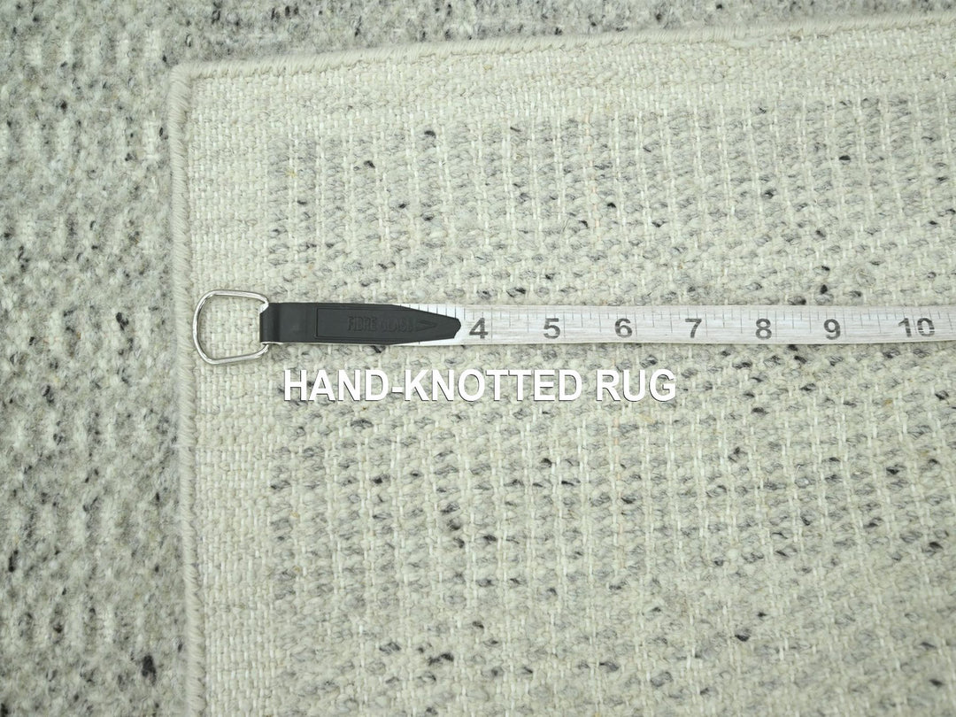 2'7" x 8'1" New Hand Knotted Grey Wool Runner Oriental Rug - MOA10276759
