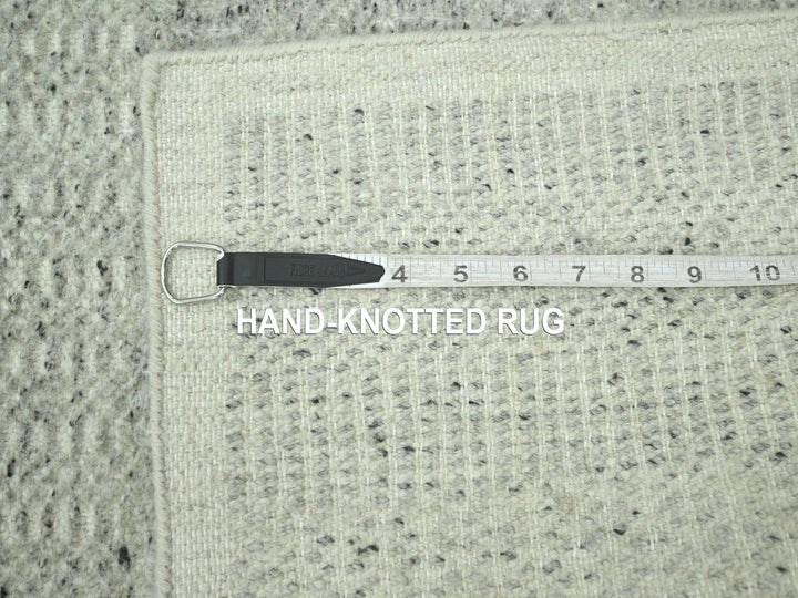 2'7" x 8'1" New Hand Knotted Grey Wool Runner Oriental Rug - MOA10276759