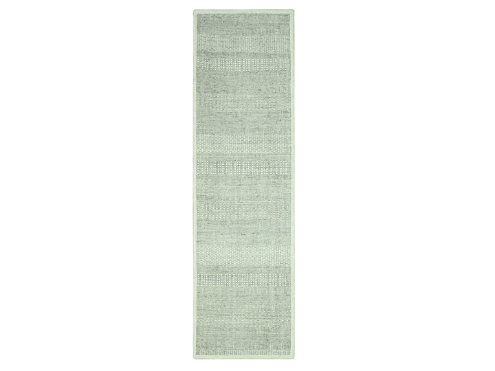 2'7" x 8'1" New Hand Knotted Grey Wool Runner Oriental Rug - MOA10276760