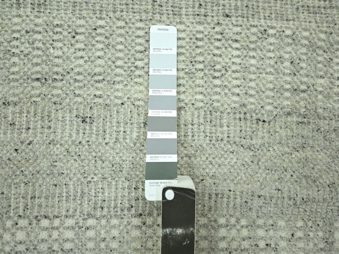 2'7" x 8'1" New Hand Knotted Grey Wool Runner Oriental Rug - MOA10276760