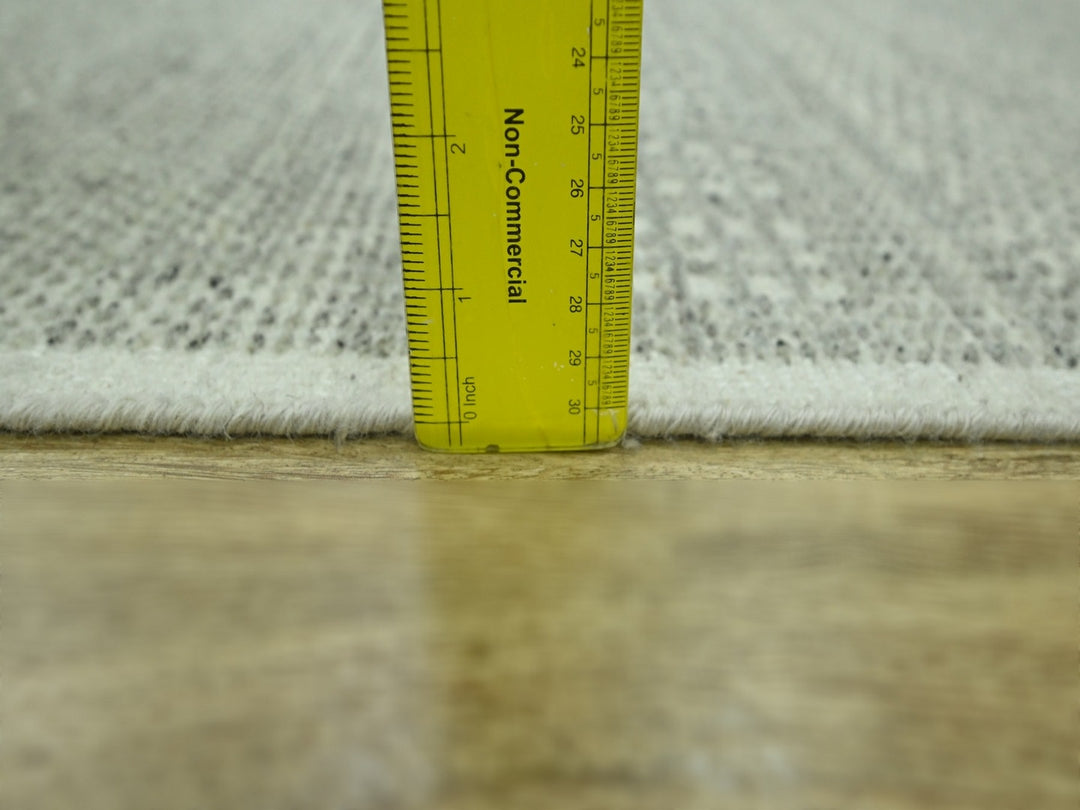 2'7" x 8'1" New Hand Knotted Grey Wool Runner Oriental Rug - MOA10276760