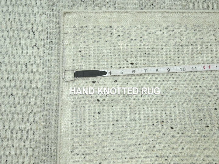 2'7" x 8'1" New Hand Knotted Grey Wool Runner Oriental Rug - MOA10276760