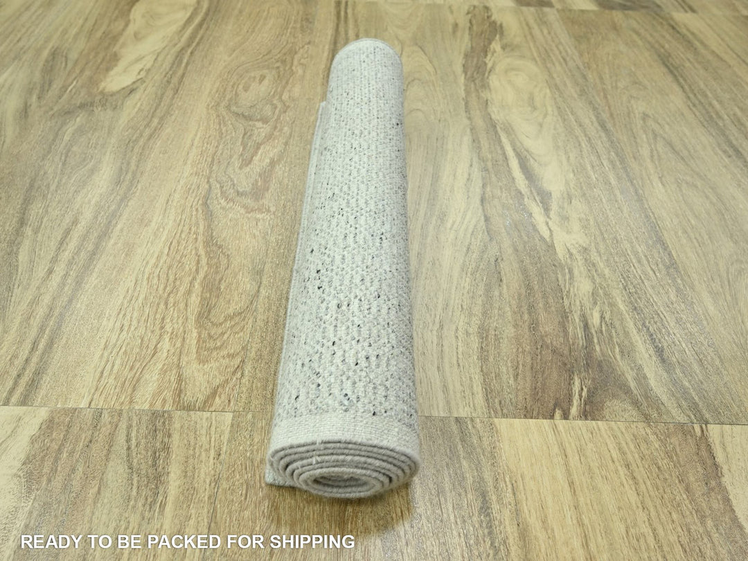2'7" x 8'1" New Hand Knotted Grey Wool Runner Oriental Rug - MOA10276760