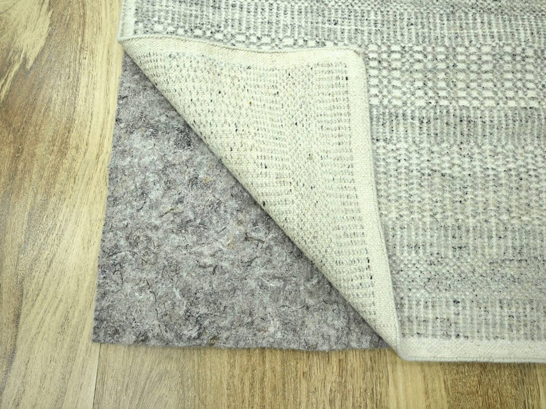 2'7" x 12'1" New Hand Knotted Grey Wool Runner Oriental Rug - MOA10276761