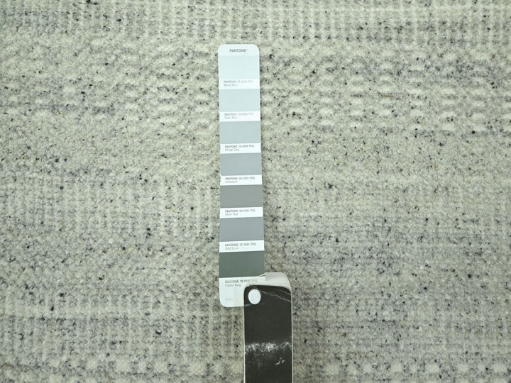 2'7" x 12'1" New Hand Knotted Grey Wool Runner Oriental Rug - MOA10276761