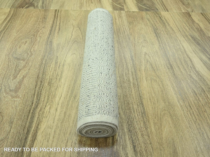 2'7" x 12'1" New Hand Knotted Grey Wool Runner Oriental Rug - MOA10276761
