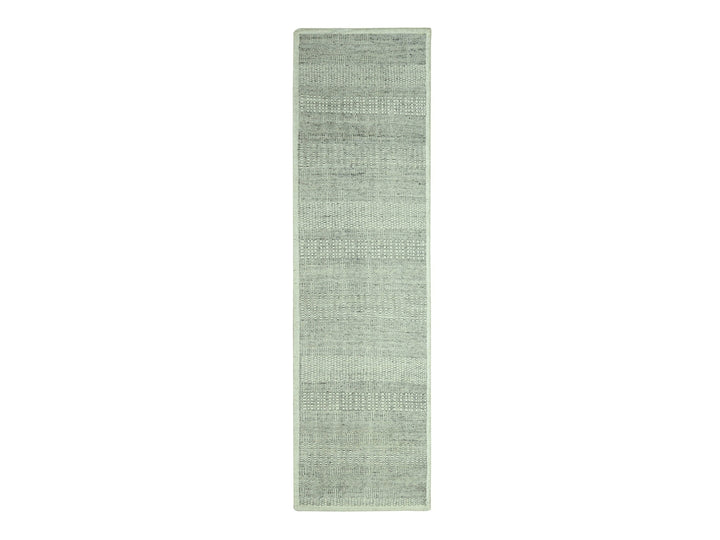 2'6" x 8'1" New Hand Knotted Grey Wool Runner Oriental Rug - MOA10276762
