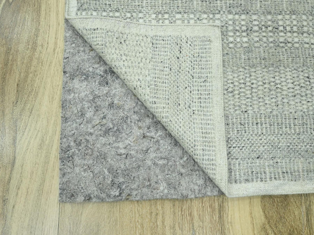 2'6" x 8'1" New Hand Knotted Grey Wool Runner Oriental Rug - MOA10276762