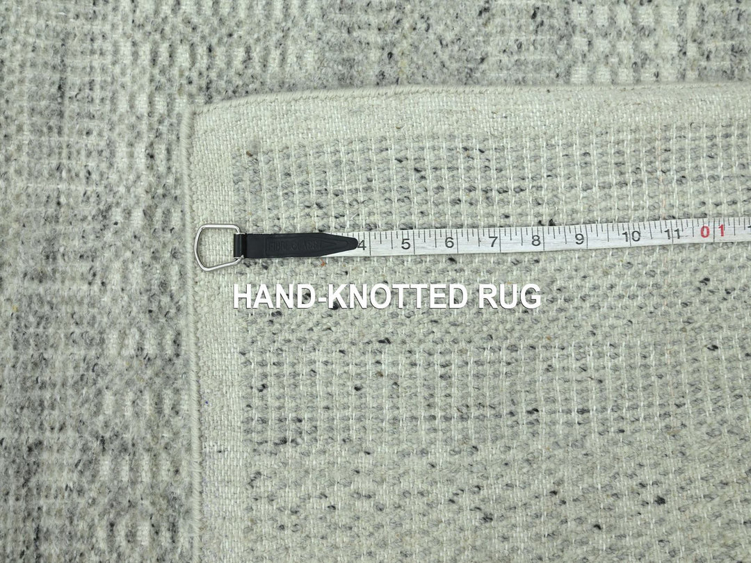 2'6" x 8'1" New Hand Knotted Grey Wool Runner Oriental Rug - MOA10276762