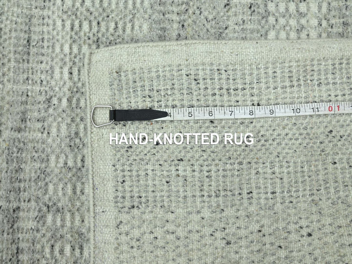 2'6" x 8'1" New Hand Knotted Grey Wool Runner Oriental Rug - MOA10276762