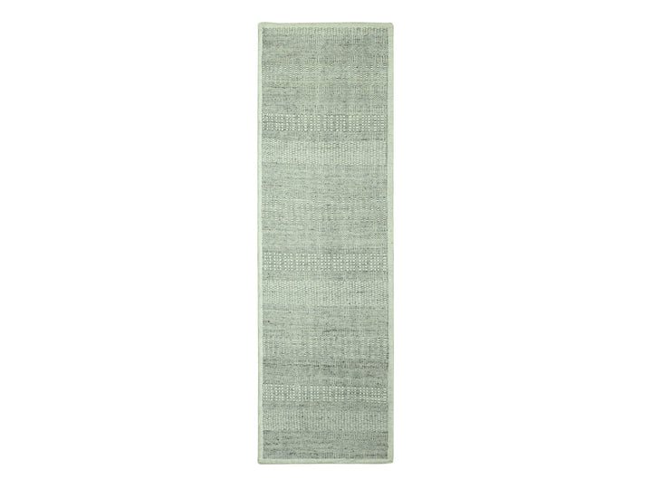 2'8" x 6'3" New Hand Knotted Grey Wool Runner Oriental Rug - MOA10276763