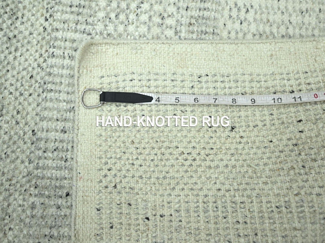 2'8" x 6'3" New Hand Knotted Grey Wool Runner Oriental Rug - MOA10276763