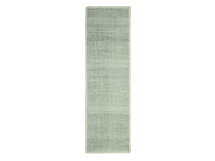 2'7" x 6'4" New Hand Knotted Grey Wool Runner Oriental Rug - MOA10276764