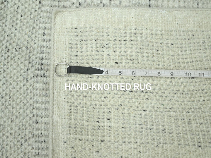 2'7" x 6'4" New Hand Knotted Grey Wool Runner Oriental Rug - MOA10276764