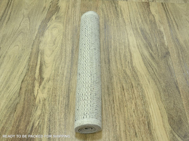 2'7" x 6'4" New Hand Knotted Grey Wool Runner Oriental Rug - MOA10276764