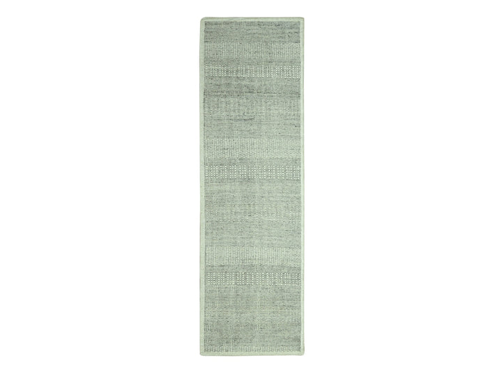 2'7" x 6'3" New Hand Knotted Grey Wool Runner Oriental Rug - MOA10276765