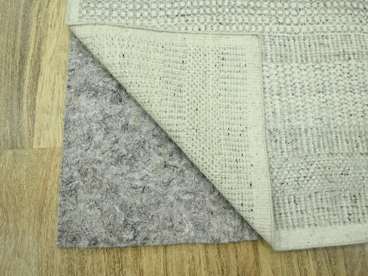 2'7" x 6'3" New Hand Knotted Grey Wool Runner Oriental Rug - MOA10276765