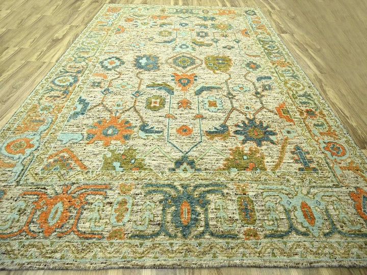12'1" x 14'10" New Hand Knotted Beige Wool Rectangle Oriental Rug - MOA10276767