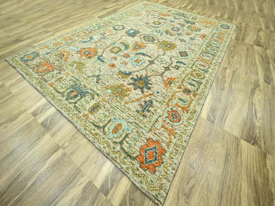 10'2" x 13'11" New Hand Knotted Beige Wool Rectangle Oriental Rug - MOA10276768