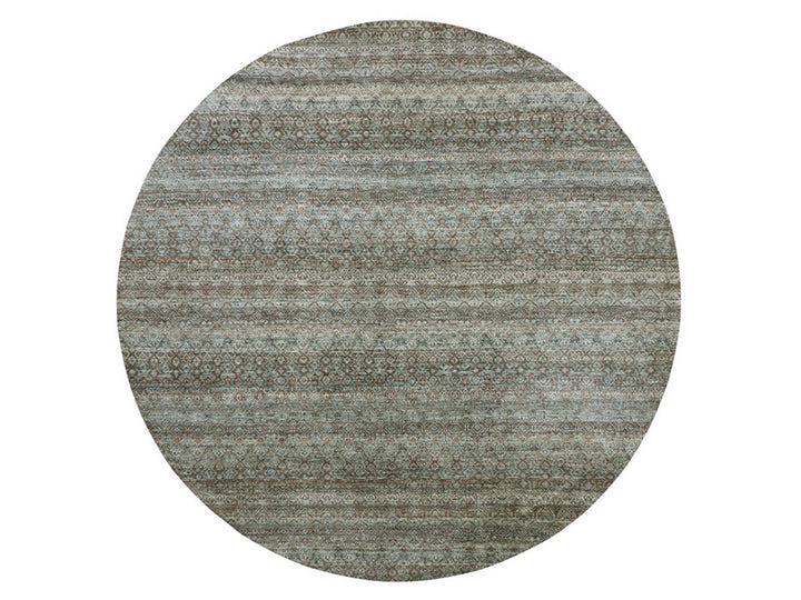 10'0" x 10'0" New Hand Knotted Grey Wool Round Oriental Rug - MOA10276788