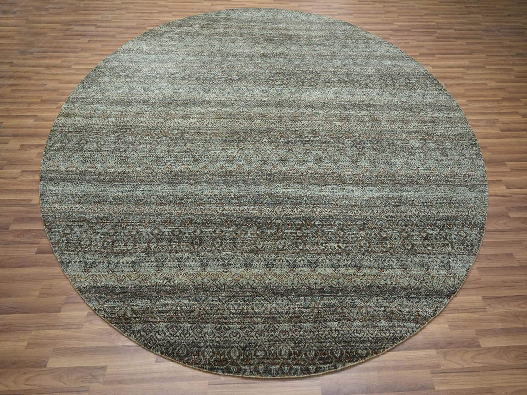 10'0" x 10'0" New Hand Knotted Grey Wool Round Oriental Rug - MOA10276788